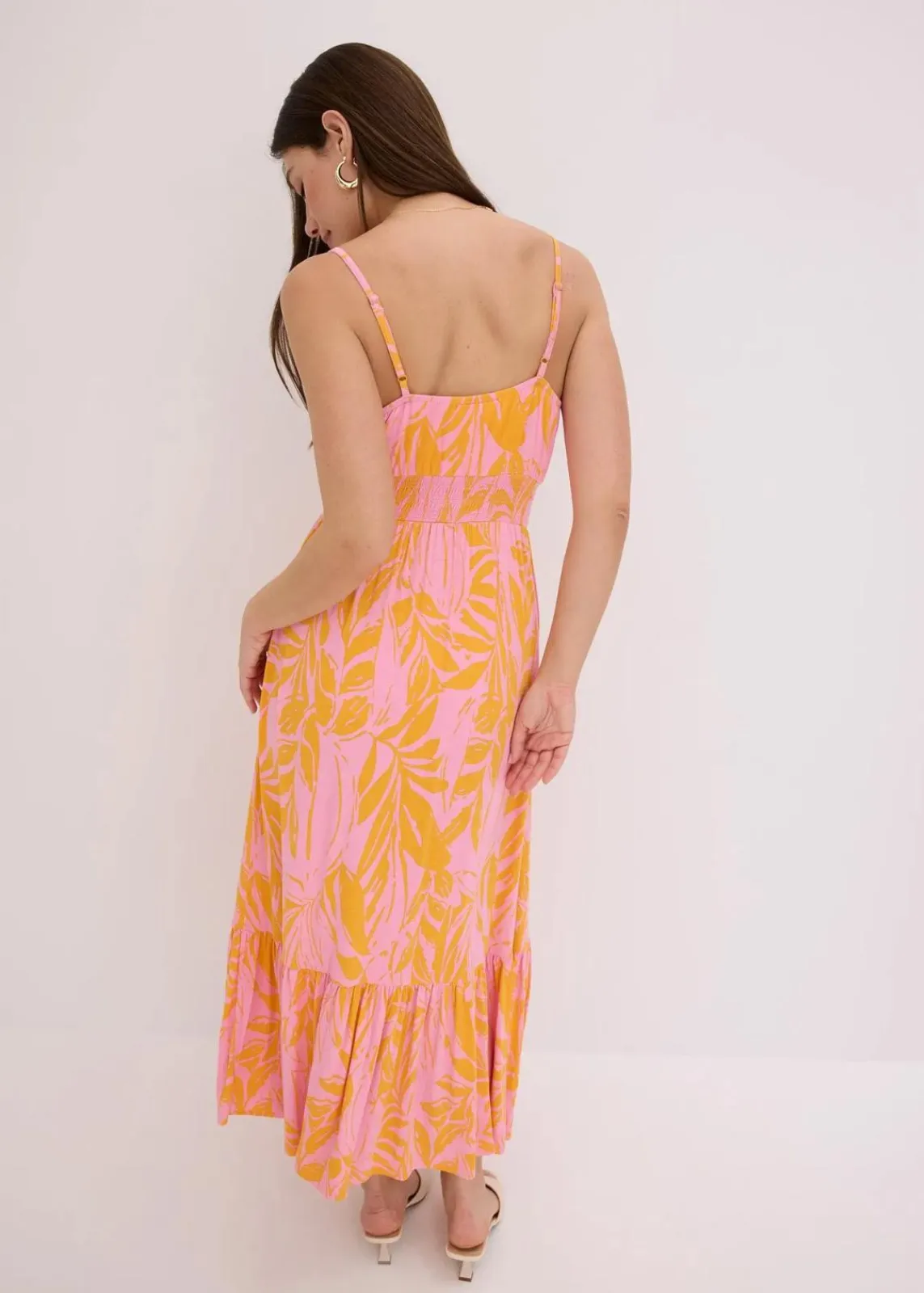 bonprix Bekleidung·Pullover & Strickjacken|Kleider^Trägerkleid aus softem Viskose-Mix orange/pink floral