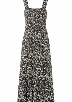 bonprix Bekleidung·Pullover & Strickjacken|Kleider^Trägerkleid aus Viskose-Mix schwarz/wollweiß floral