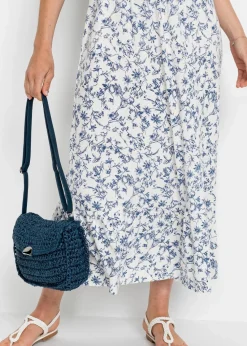 bonprix Nachhaltigere Materialien|Kleider^Trägerkleid aus Viskose-Mix wollweiß/blau floral