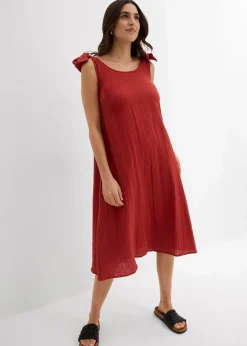 bonprix Nachhaltigere Materialien|Kleider^Trägerkleid aus weichem Musselin karminrot