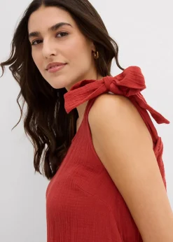 bonprix Nachhaltigere Materialien|Kleider^Trägerkleid aus weichem Musselin karminrot