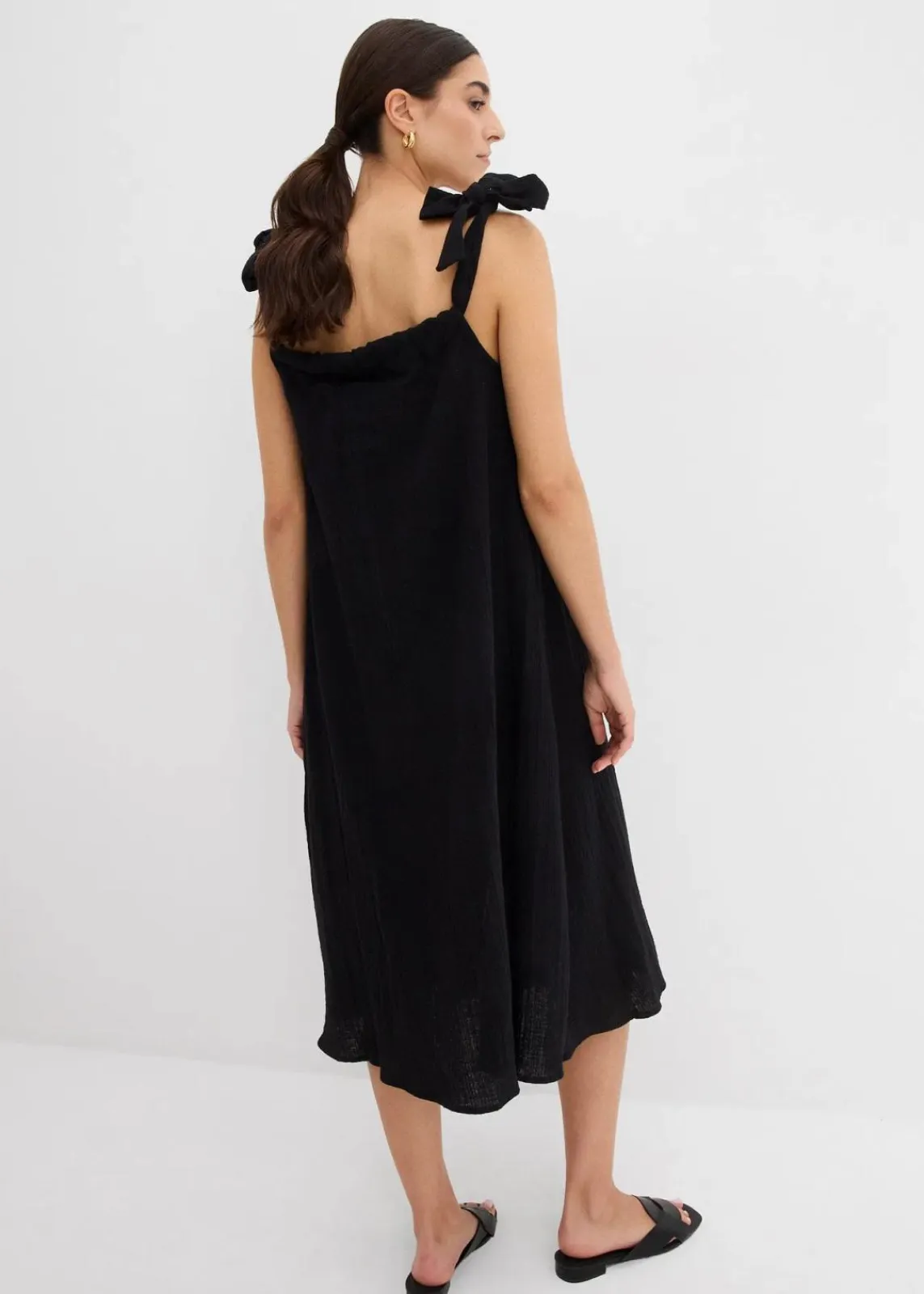 bonprix Bekleidung·Pullover & Strickjacken|Kleider^Trägerkleid aus weichem Musselin schwarz