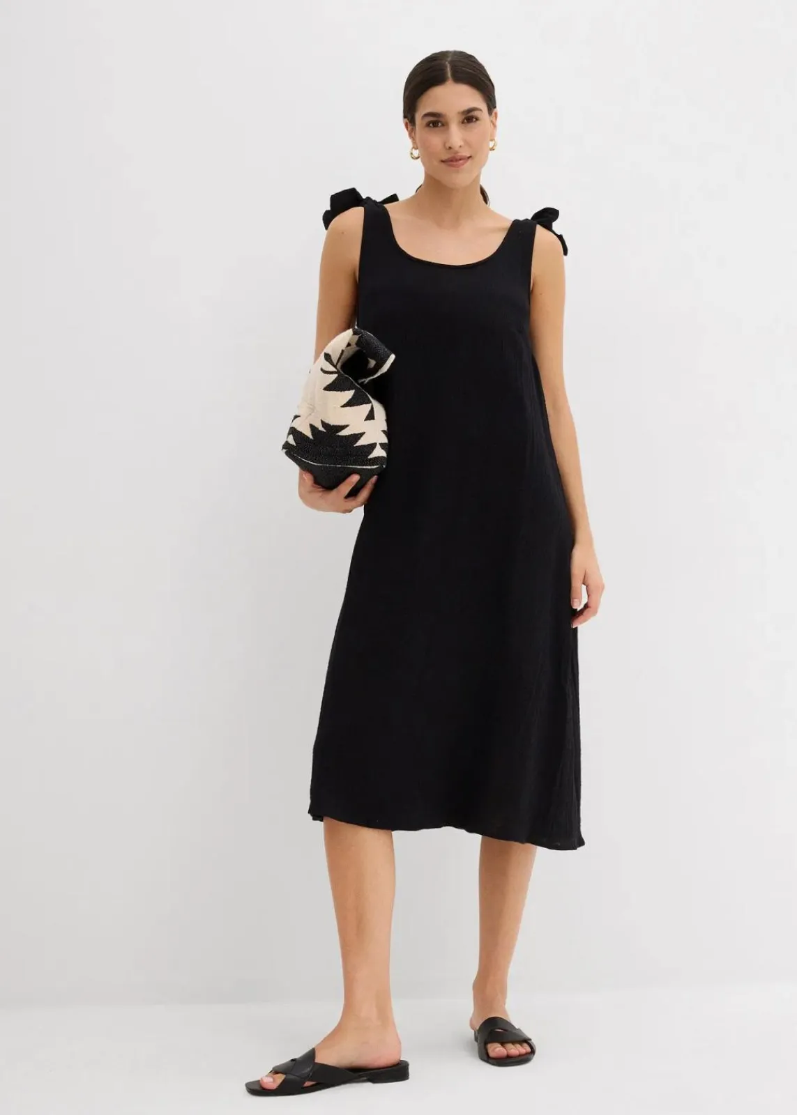 bonprix Bekleidung·Pullover & Strickjacken|Kleider^Trägerkleid aus weichem Musselin schwarz