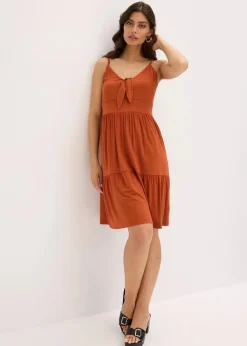 bonprix Bekleidung·Pullover & Strickjacken|Kleider^Trägerkleid mit Knotendetail rostbraun