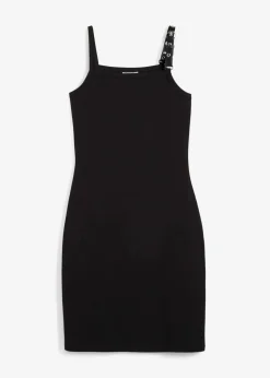 bonprix Kleider^Trägerkleid mit Kontrastsaum schwarz