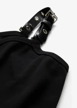 bonprix Kleider^Trägerkleid mit Kontrastsaum schwarz