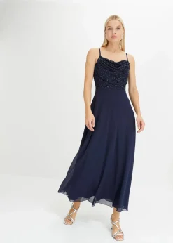 bonprix Bekleidung·Pullover & Strickjacken|Festliche Mode^Trägerkleid mit Paillettenstickerei dunkelblau