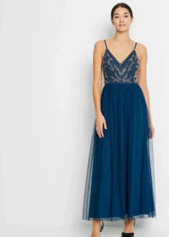 bonprix Festliche Mode|Kleider^Trägerkleid mit Perlenstickerei petrol