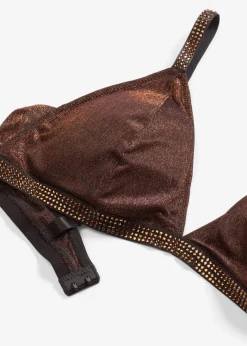 bonprix Dessous|Bhs^Triangel Bralette aus glitzerndem Material schwarz/kupfer