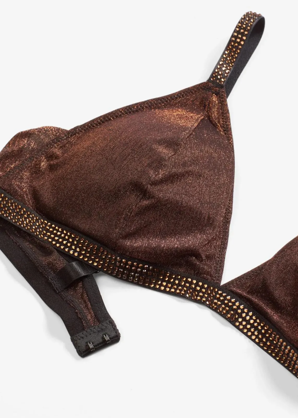 bonprix Dessous|Bhs^Triangel Bralette aus glitzerndem Material schwarz/kupfer