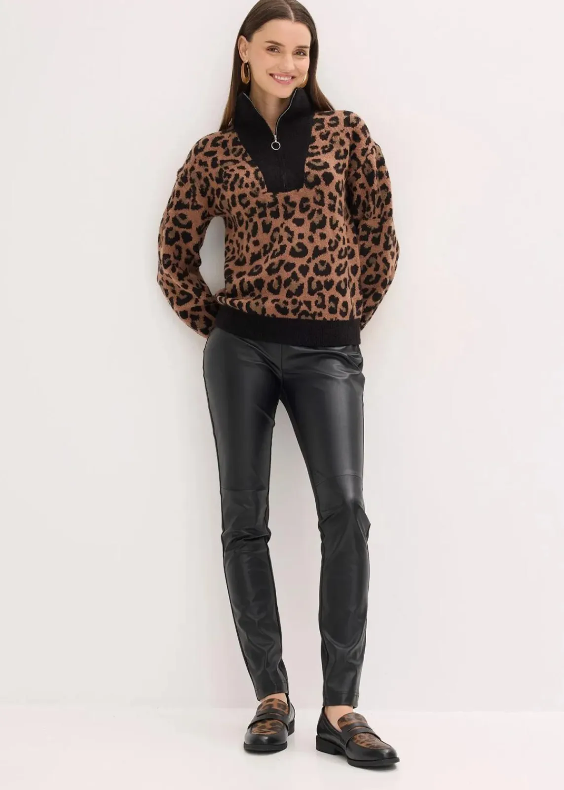 bonprix Pullover & Strickjacken^Troyer schwarz/braun leo