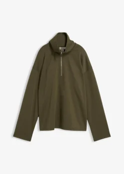 bonprix Pullover & Strickjacken|Bekleidung·Jeans^Troyer aus Viskose-Mix dunkeloliv