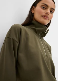 bonprix Pullover & Strickjacken|Bekleidung·Jeans^Troyer aus Viskose-Mix dunkeloliv