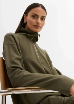 bonprix Pullover & Strickjacken|Bekleidung·Jeans^Troyer aus Viskose-Mix dunkeloliv