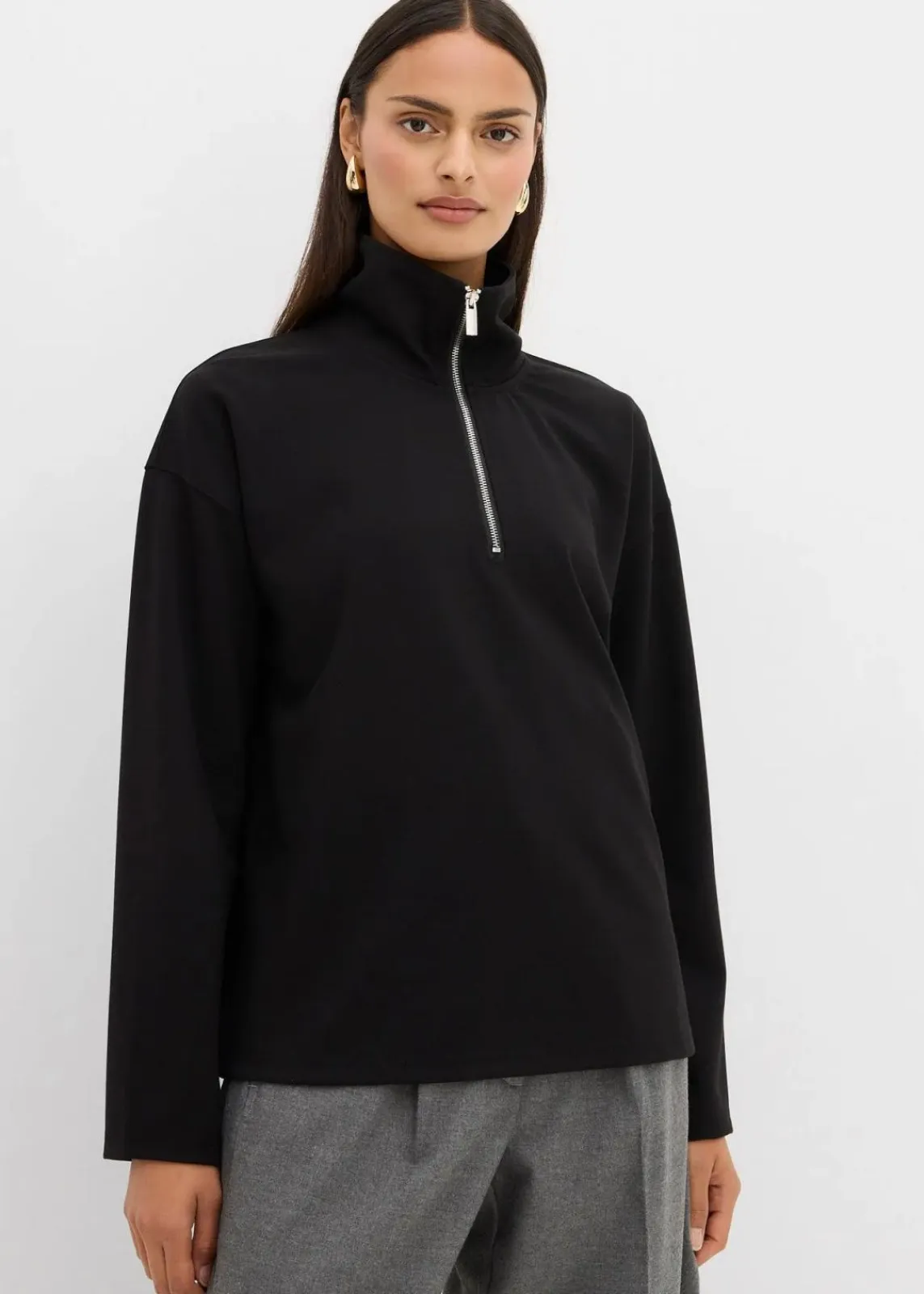 bonprix Bekleidung·Jeans|Pullover & Strickjacken^Troyer aus Viskose-Mix schwarz