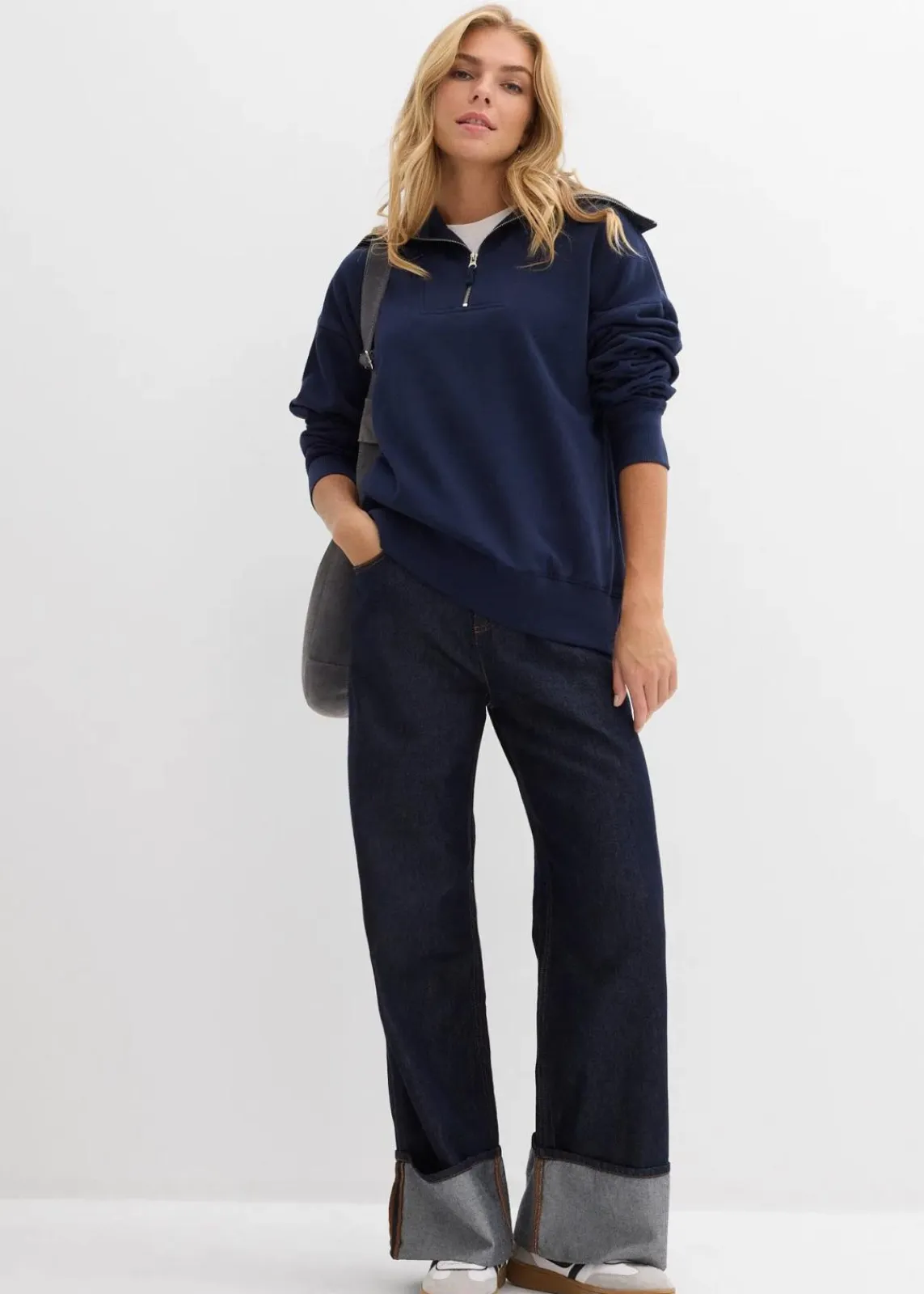 bonprix Bekleidung·Blusen & Tuniken|Bekleidung·Jeans^Troyer aus weichem Baumwoll-Mix dunkelblau