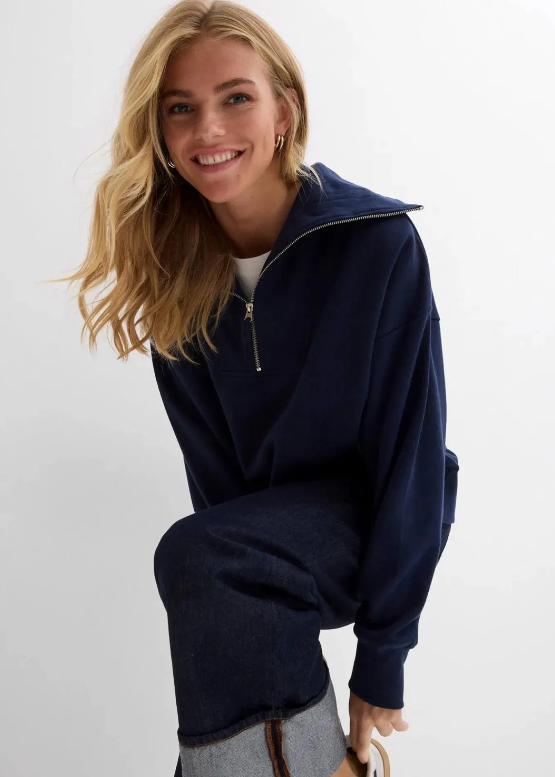 bonprix Bekleidung·Blusen & Tuniken|Bekleidung·Jeans^Troyer aus weichem Baumwoll-Mix dunkelblau