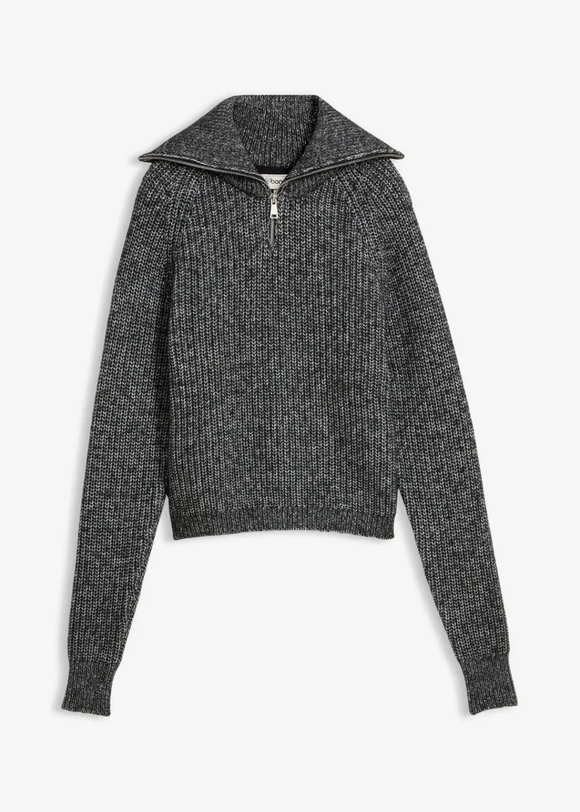 bonprix Bekleidung·Jeans|Pullover & Strickjacken^Troyer aus weichem Woll-Mix schwarz/weiß
