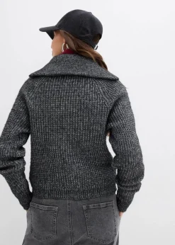 bonprix Bekleidung·Jeans|Pullover & Strickjacken^Troyer aus weichem Woll-Mix schwarz/weiß