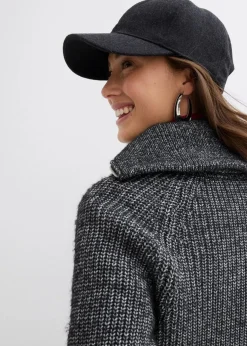 bonprix Bekleidung·Jeans|Pullover & Strickjacken^Troyer aus weichem Woll-Mix schwarz/weiß