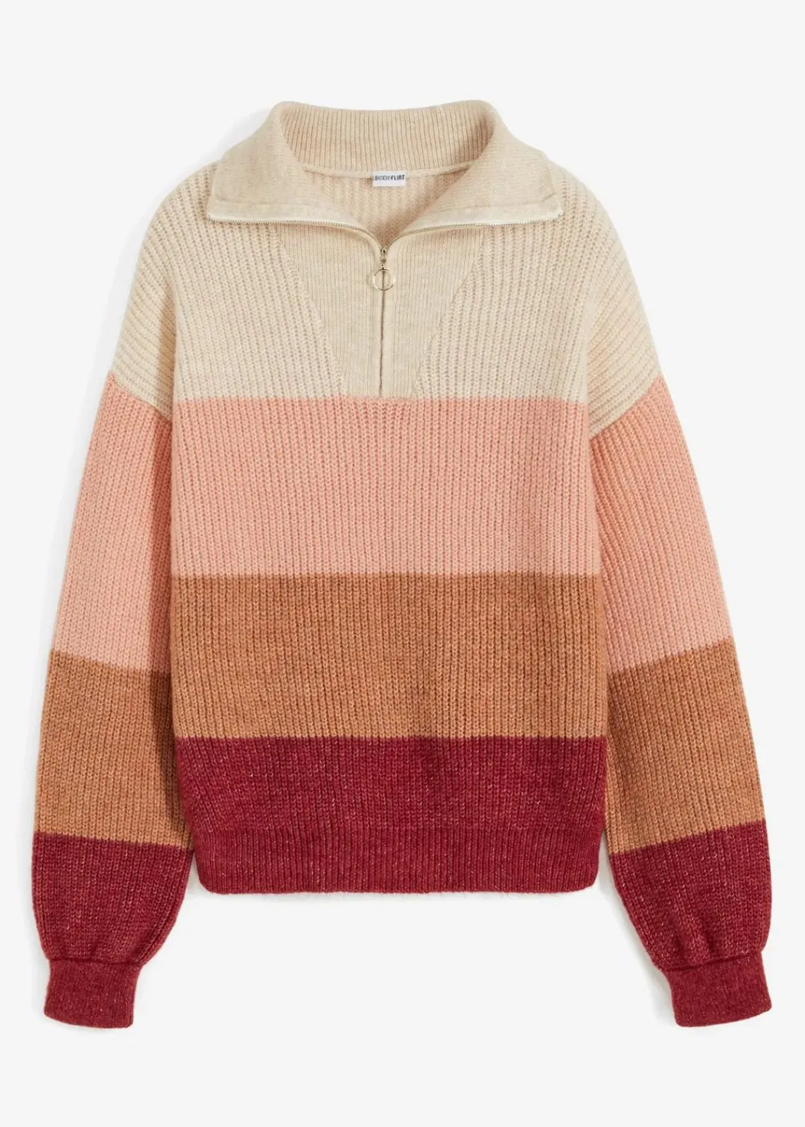 bonprix Bekleidung·Jeans|Pullover & Strickjacken^Troyer Pullover creme/altrosa/bordeaux quer gestreift