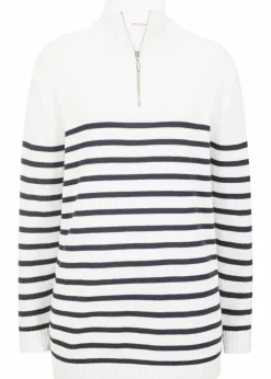 bonprix Bekleidung·Jeans|Pullover & Strickjacken^Troyer Pullover wollweiß/dunkelblau gestreift