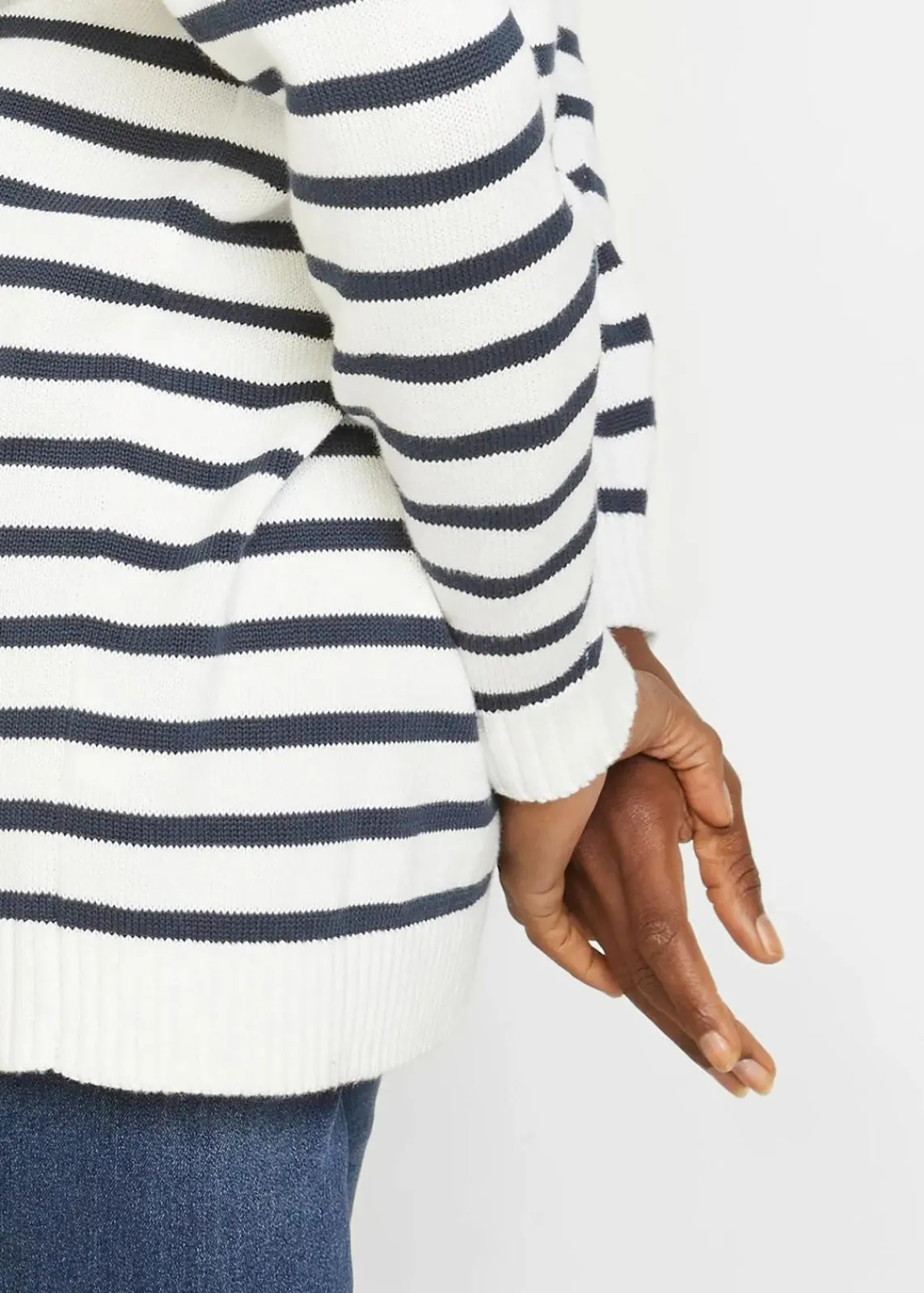 bonprix Bekleidung·Jeans|Pullover & Strickjacken^Troyer Pullover wollweiß/dunkelblau gestreift