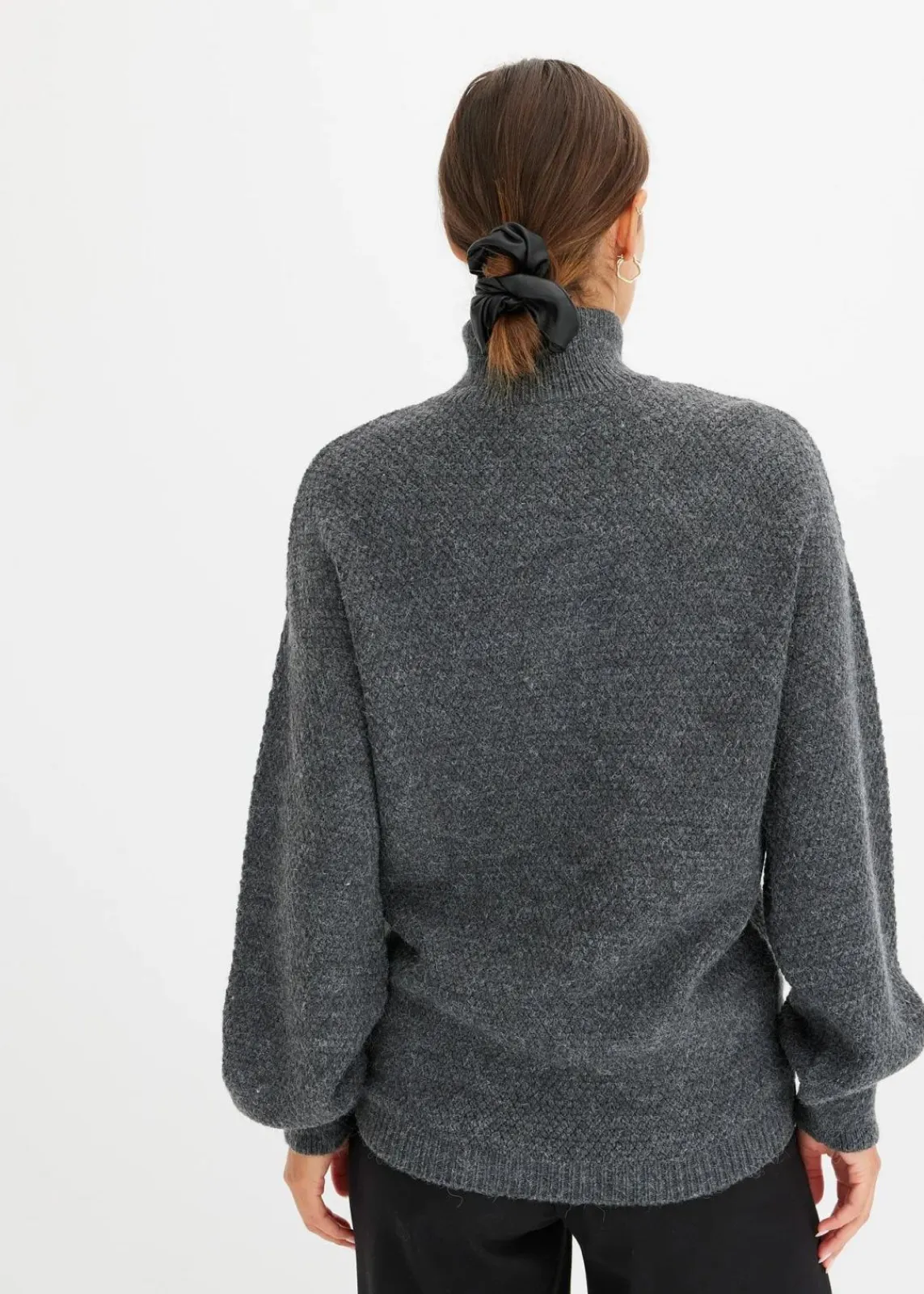 bonprix Pullover & Strickjacken|Bekleidung·Jeans^Troyer Pullover mit Ajourmuster grau