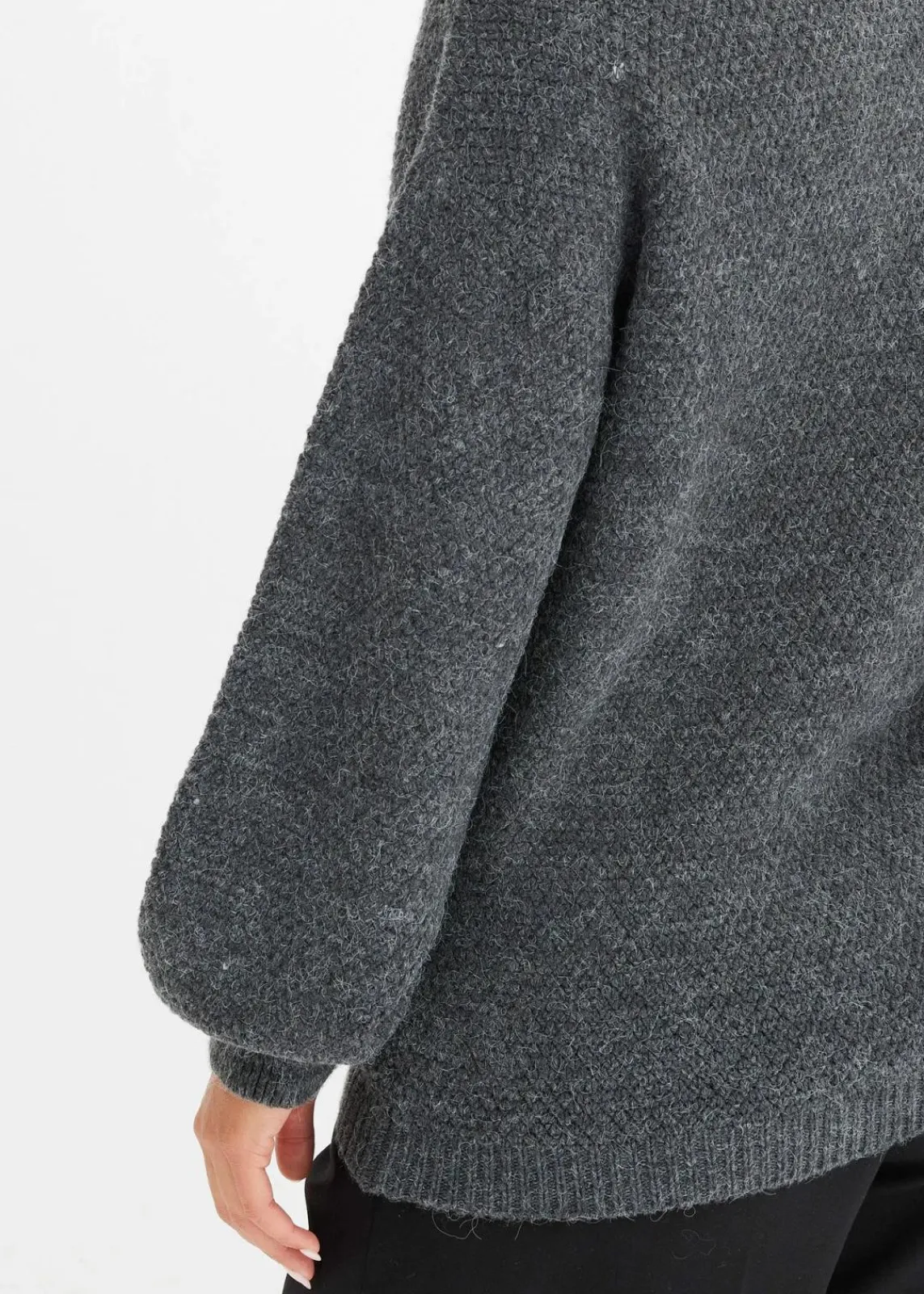 bonprix Pullover & Strickjacken|Bekleidung·Jeans^Troyer Pullover mit Ajourmuster grau