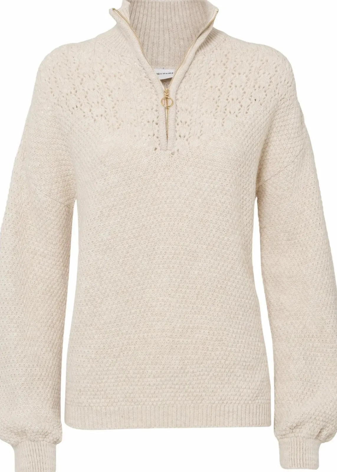 bonprix Bekleidung·Jeans|Pullover & Strickjacken^Troyer Pullover mit Ajourmuster sand