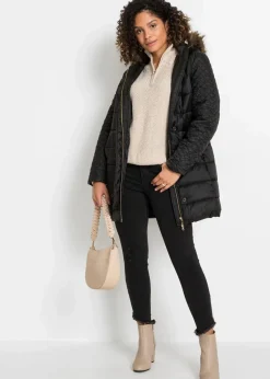 bonprix Bekleidung·Jeans|Pullover & Strickjacken^Troyer Pullover mit Ajourmuster sand