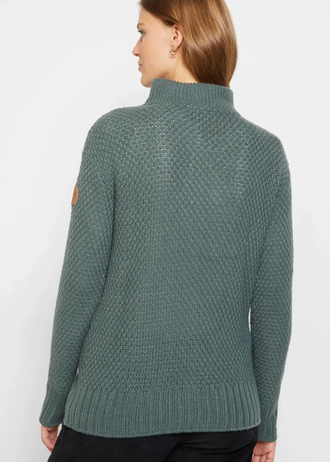 bonprix Bekleidung·Jeans|Pullover & Strickjacken^Troyer Pullover mit Struktur eukalyptusgrün