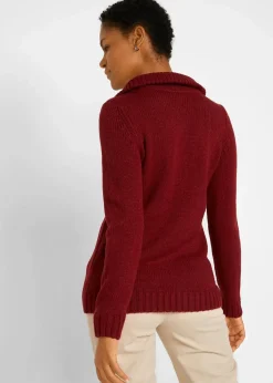 bonprix Pullover & Strickjacken^Troyer Pullover mit Zopfmuster kastanienrot