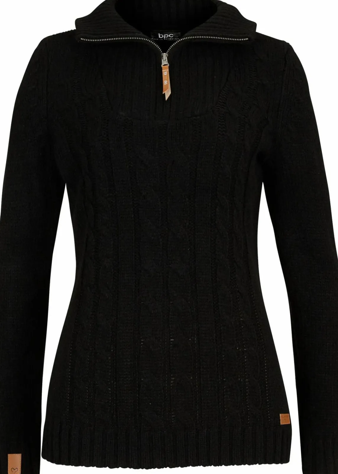 bonprix Pullover & Strickjacken^Troyer Pullover mit Zopfmuster schwarz
