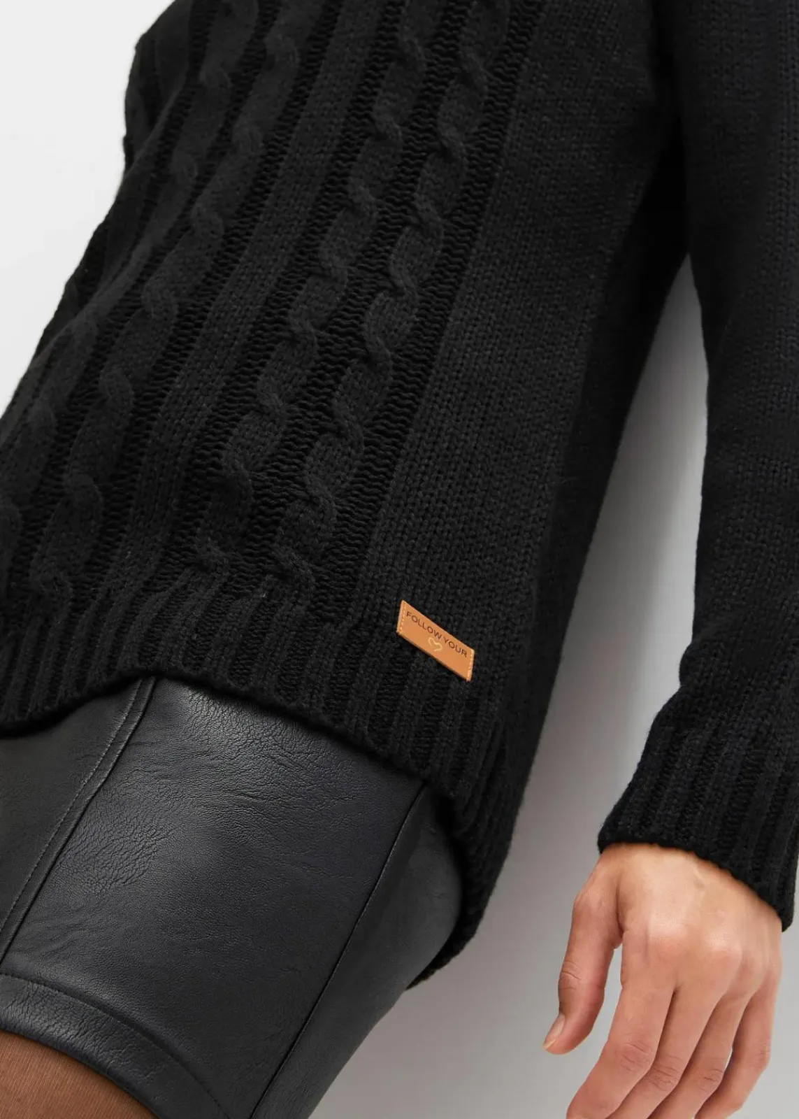 bonprix Pullover & Strickjacken^Troyer Pullover mit Zopfmuster schwarz