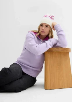 bonprix Bekleidung·Jeans|Pullover & Strickjacken^Troyer-Pullover zartflieder/dunkelfuchsia