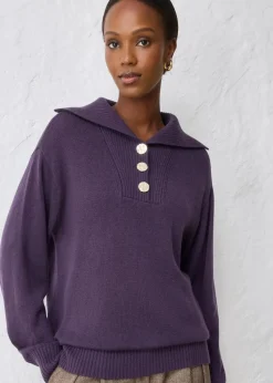 bonprix Bekleidung·Jeans|Pullover & Strickjacken^Troyer-Pullover aus Merinowolle pflaume