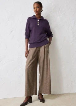 bonprix Bekleidung·Jeans|Pullover & Strickjacken^Troyer-Pullover aus Merinowolle pflaume