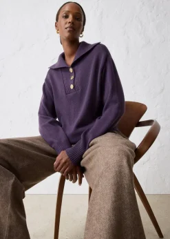 bonprix Bekleidung·Jeans|Pullover & Strickjacken^Troyer-Pullover aus Merinowolle pflaume