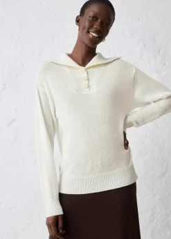 bonprix Pullover & Strickjacken|Bekleidung·Jeans^Troyer-Pullover aus Merinowolle wollweiß