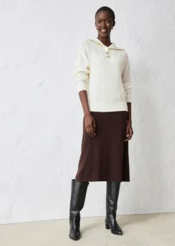 bonprix Pullover & Strickjacken|Bekleidung·Jeans^Troyer-Pullover aus Merinowolle wollweiß