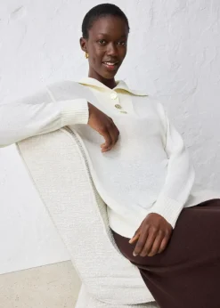 bonprix Pullover & Strickjacken|Bekleidung·Jeans^Troyer-Pullover aus Merinowolle wollweiß