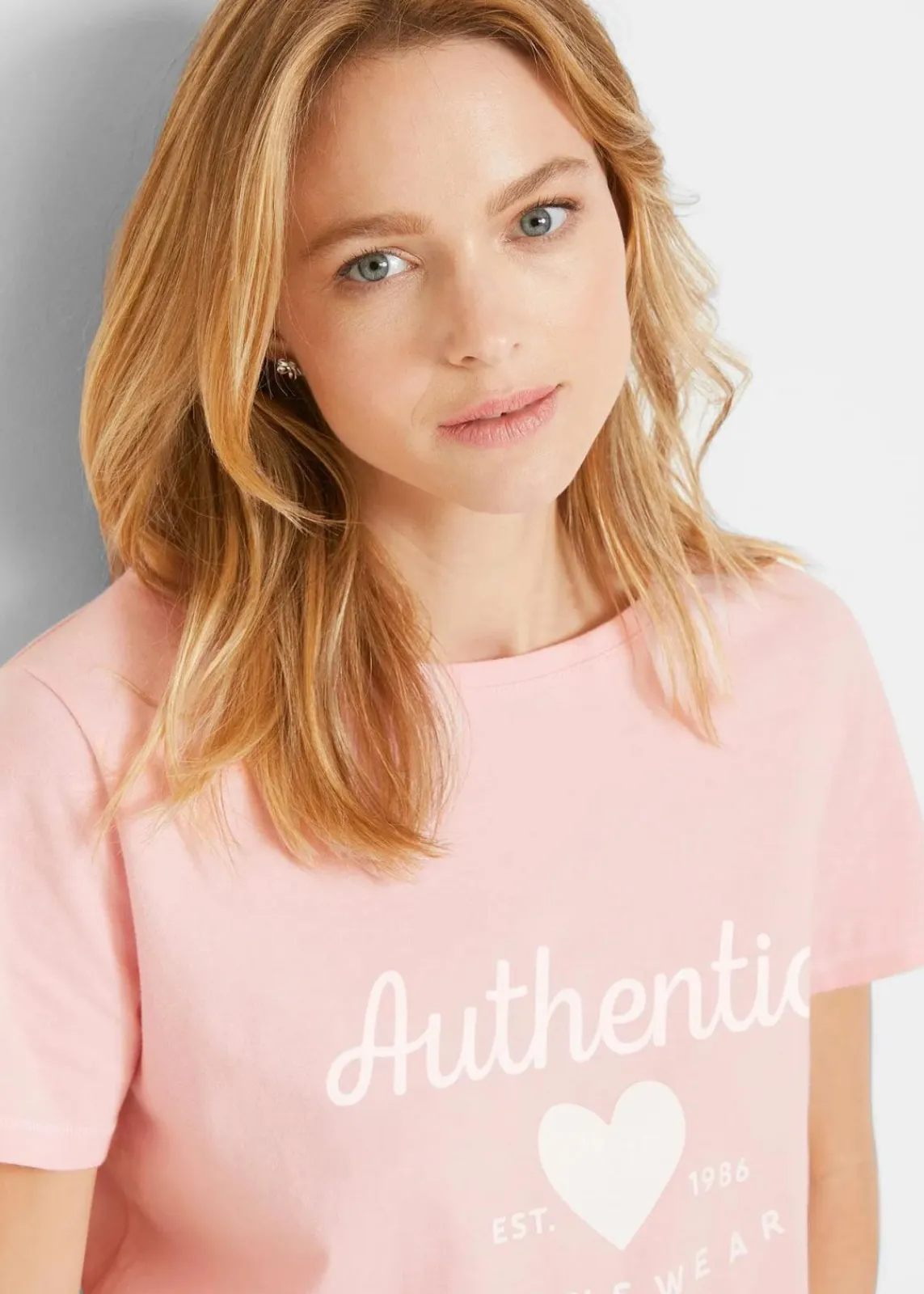 bonprix Shirts & Tops^T-Shirt puderrosa / weiß bedruckt