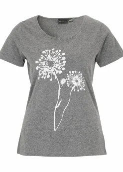 bonprix Shirts & Tops^T-Shirt grau meliert/weiß bedruckt