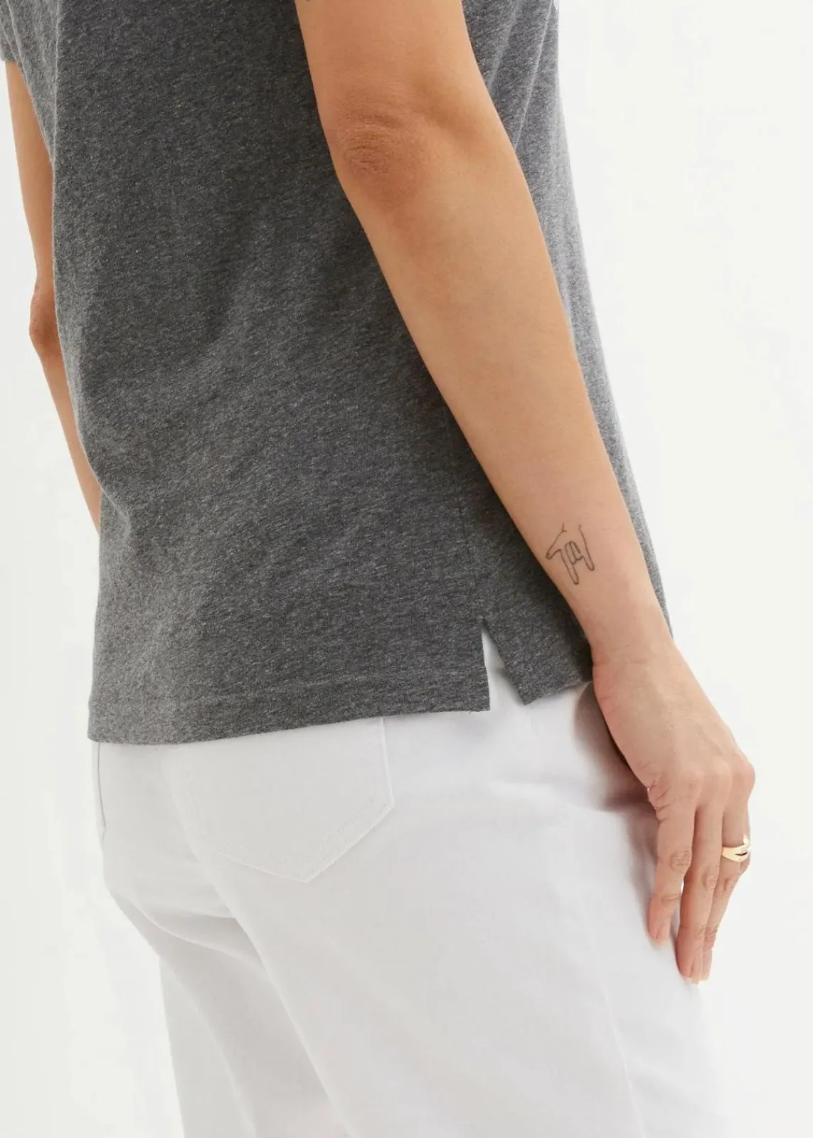 bonprix Shirts & Tops^T-Shirt grau meliert/weiß bedruckt