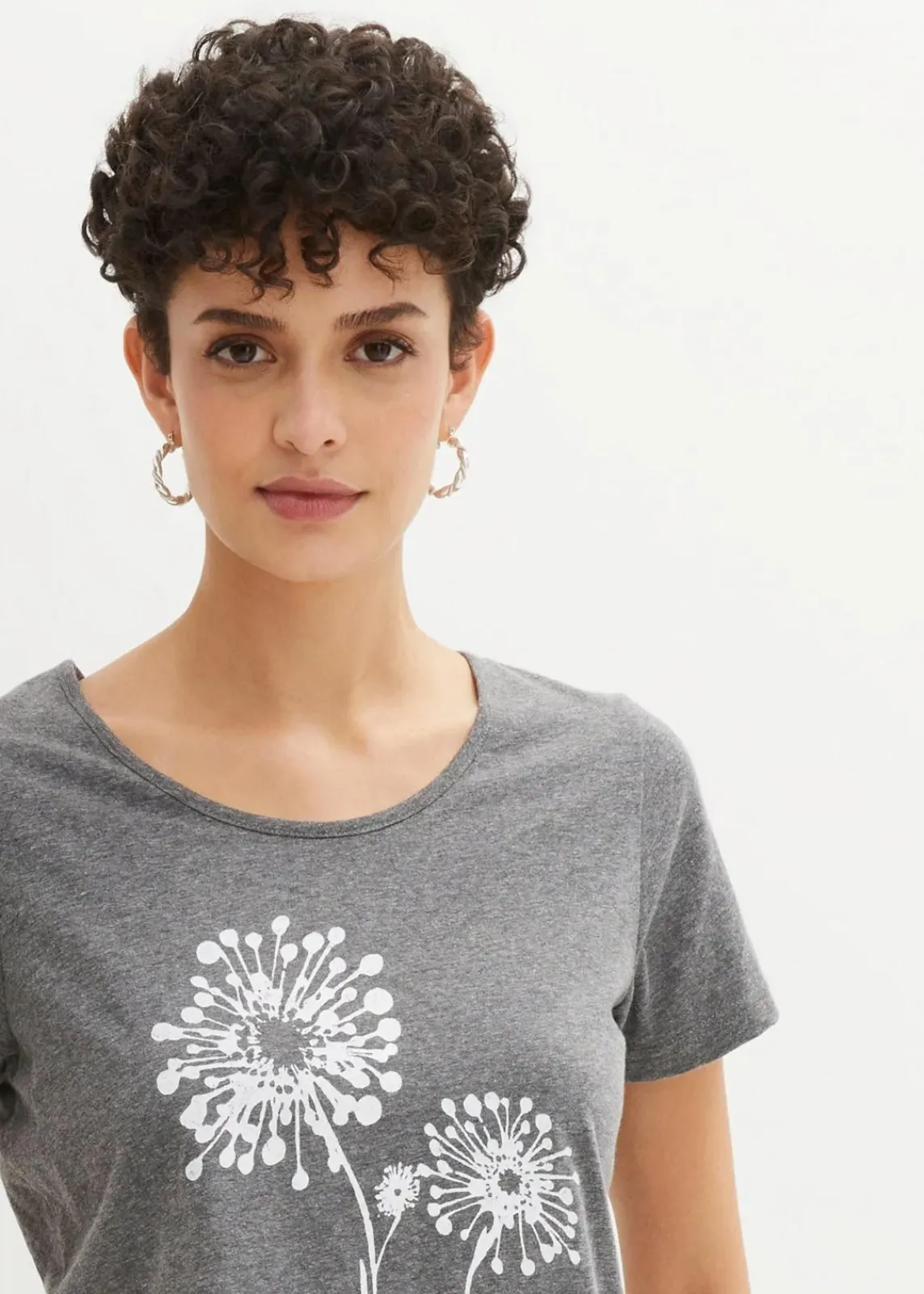 bonprix Shirts & Tops^T-Shirt grau meliert/weiß bedruckt
