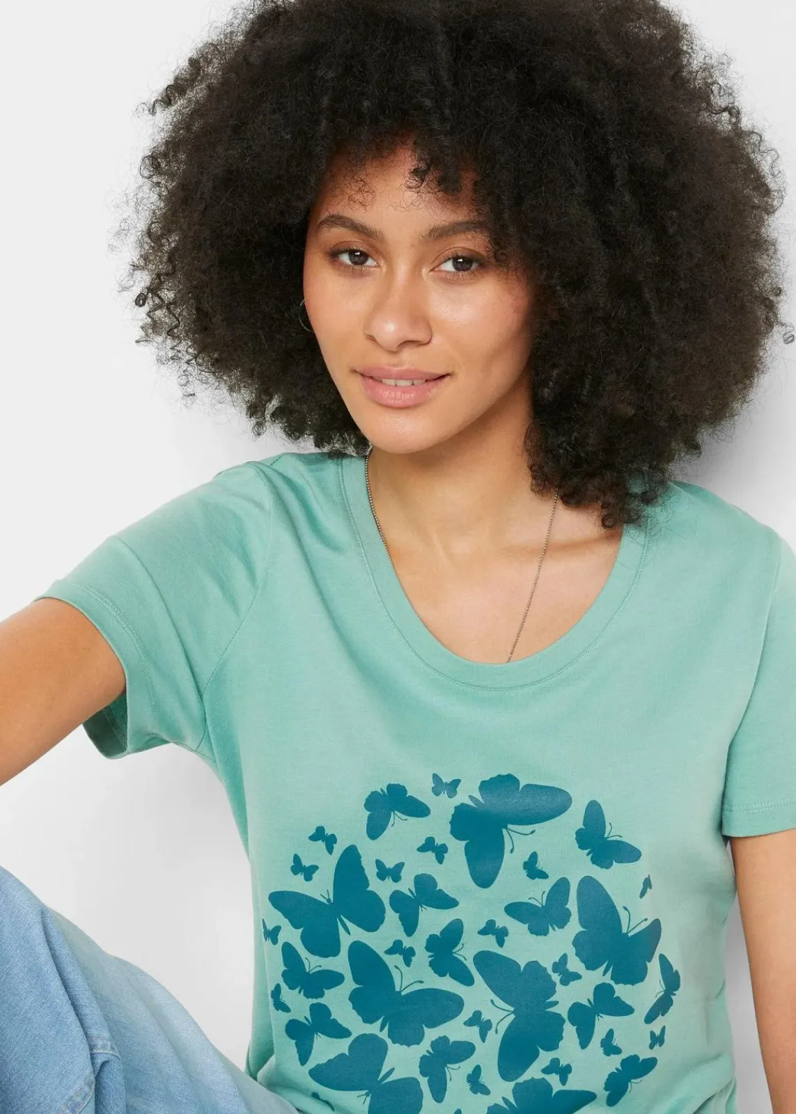 bonprix Shirts & Tops^T-Shirt salbeigrün/petrol bedruckt