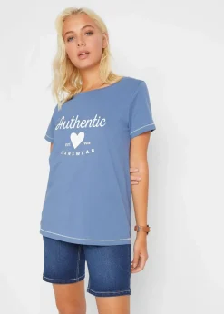 bonprix Shirts & Tops^T-Shirt jeansblau bedruckt