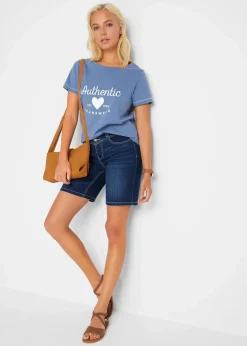 bonprix Shirts & Tops^T-Shirt jeansblau bedruckt