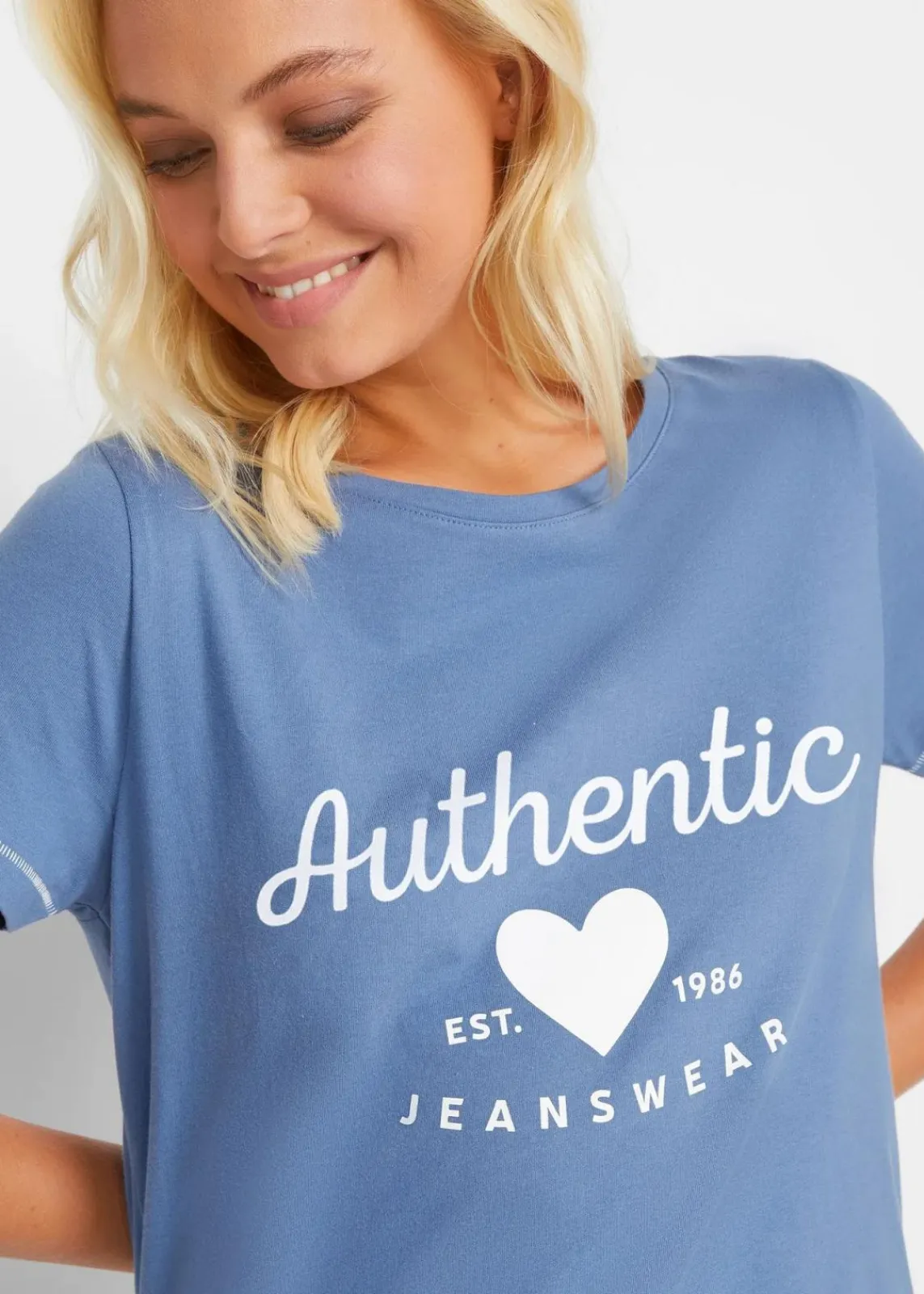 bonprix Shirts & Tops^T-Shirt jeansblau bedruckt